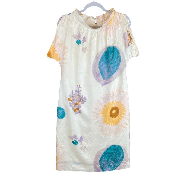 Jan Sue of California Dresses & Skirts - Vintage Jan Sue of California Floral Abstract Shift Dress Cream Yellow Purple
